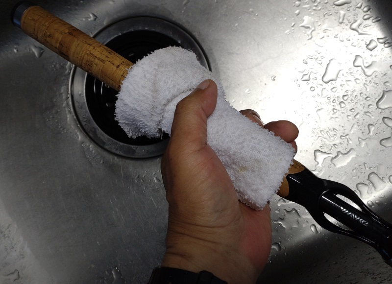 ロッドのグリップの汚れ落とし